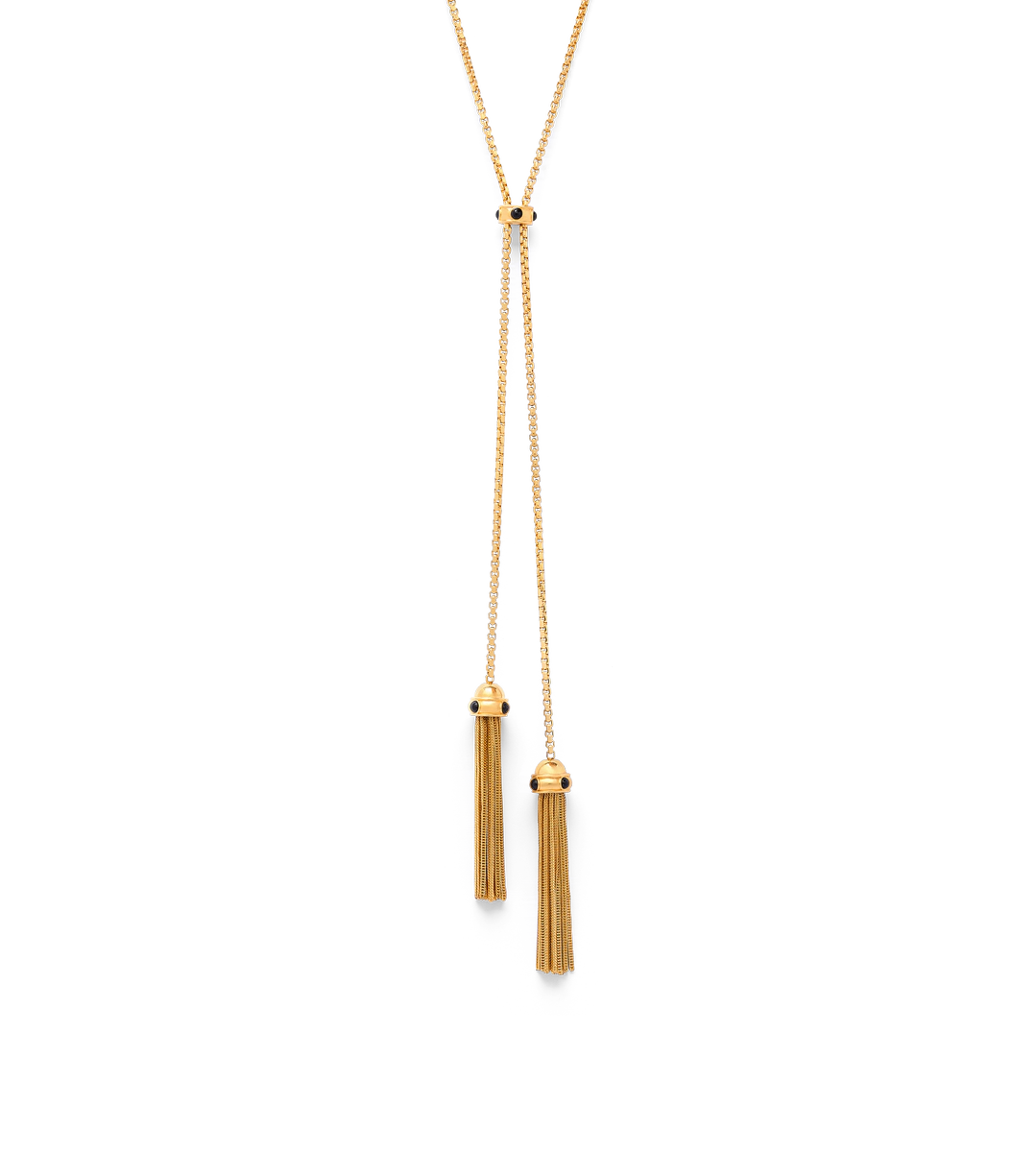 COLLIER LARIAT EN LAITON ET CABOCHON DE CRISTAL