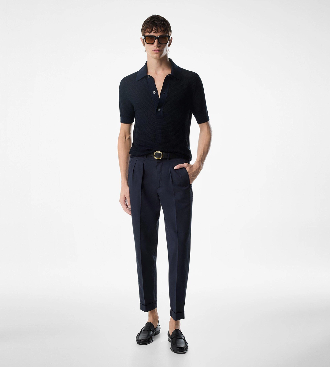 PANTALON À DOUBLE PLIS EN POPELINE FLUIDE