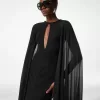 ROBE DE SOIRÉE AVEC DÉCOLLETÉ EN TROU DE SERRURE ET MANCHES LONGUES CAPE