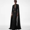 ROBE DE SOIRÉE AVEC DÉCOLLETÉ EN TROU DE SERRURE ET MANCHES LONGUES CAPE